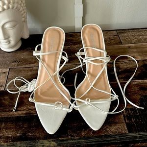 White strappy heels